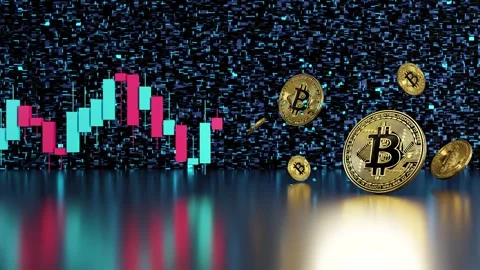 Trading and bitcoin, looping 3D animation Stock Footage 334452978