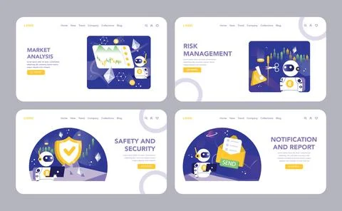 Trading and Crypto Bot concept. Flat vector illustration. Stock Illustration