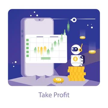 Trading and Crypto Bot concept. Flat vector illustration. Stock Illustration
