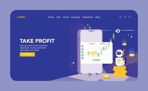 Trading and Crypto Bot concept. Flat illustration. Stock Illustration