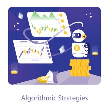 Trading and Crypto Bot concept. Flat vector illustration. Stock Illustration