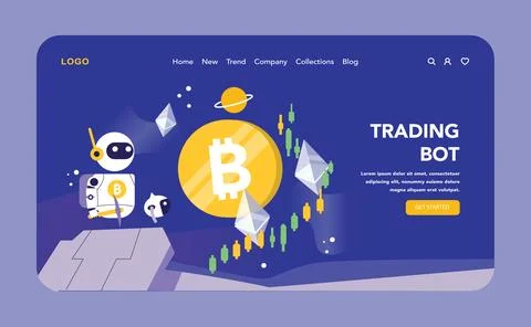 Trading and Crypto Bot concept. Flat vector illustration. Stock Illustration