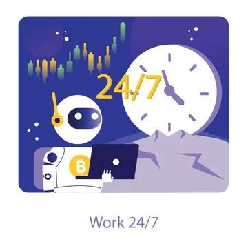 Trading and Crypto Bot concept. Flat vector illustration. Stock Illustration