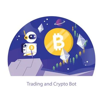 Trading and Crypto Bot concept. Flat vector illustration. Stock Illustration