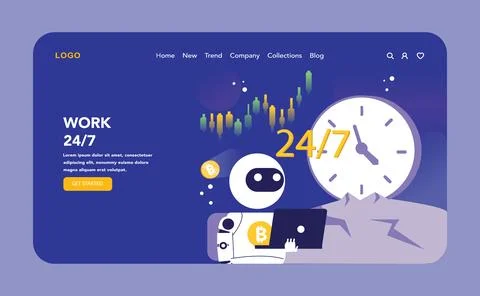 Trading and Crypto Bot concept. Flat vector illustration. Stock Illustration