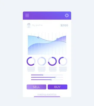 Trading app, mobile ui design Illustrazione stock