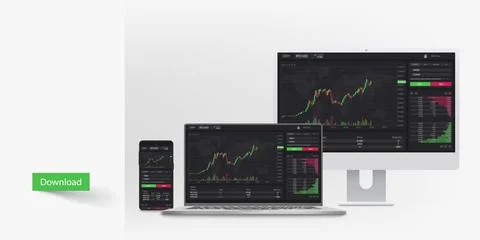 Trading app on various platforms on white Illustrazione stock