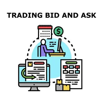 Trading bid and ask pricing strategy process Stock Illustration
