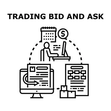 Trading bid and ask pricing strategy process Stock Illustration