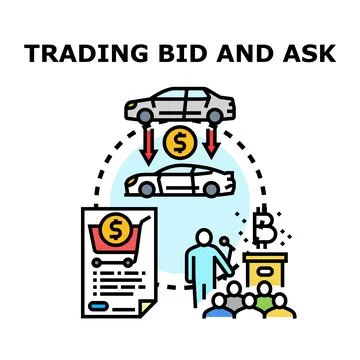 Trading bid and ask transaction concept Stock Illustration