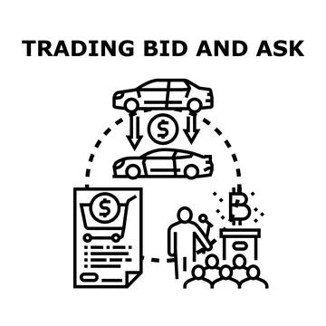 Trading bid and ask transaction concept Stock Illustration