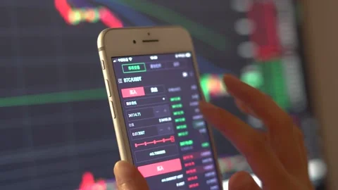 Trading bitcoin Stock Footage 156280991