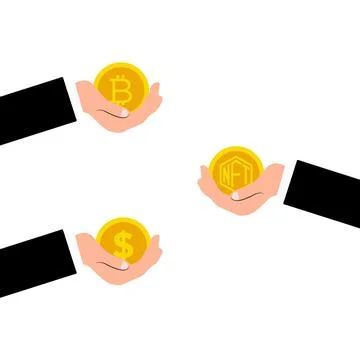 Trading with bitcoin, nft, dollars Illustrazione stock