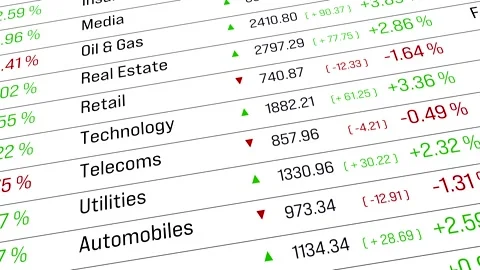 Trading board, sector index data. Stock Footage 306219063