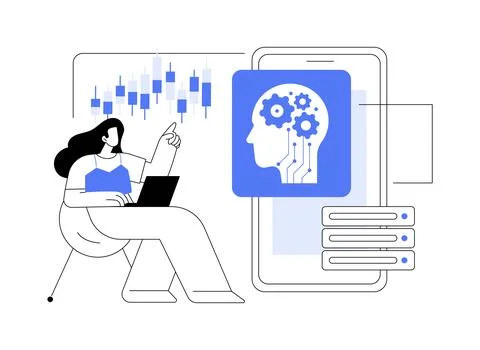 Trading bot isolated cartoon vector illustrations. Ilustración de archivo