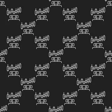 Trading Bot vector Automation Tools outline simple seamless pattern イラスト素材