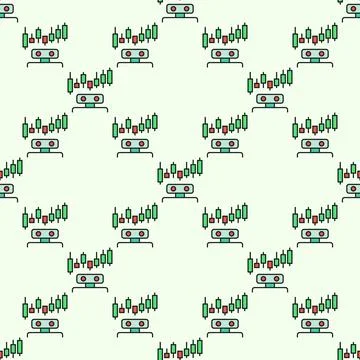 Trading Bot vector Crypto Automation Tool colored seamless pattern Illustrazione stock