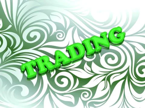TRADING- bright color letters on nice green ornament background Stock Illustration