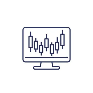 Trading, candlestick chart line icon Stock Illustration