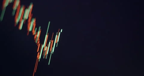 Trading candlestick pattern animation on screen close up Stock Footage 254134819