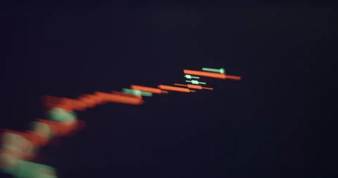 Trading candlestick pattern animation on screen close up, vertical Stock Footage 254135066