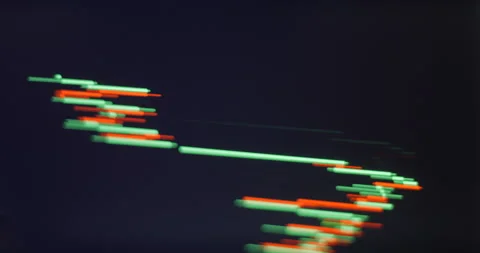 Trading candlestick pattern animation on screen close up, vertical Stock Footage 254135117