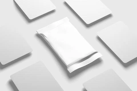 Trading Card Packaging 3D Rendering White Blank Mockup Stock Illustration