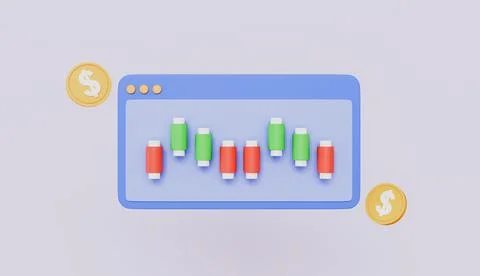 Trading chart or Candlestick graph, Monitoring of crypto currency exchange Stock Illustration