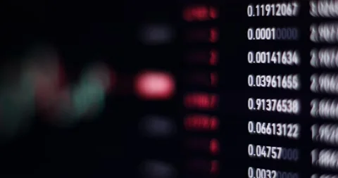 Trading on the crypto exchange. Candles Bitcoin currency on the monitor. Stock Footage 172375279