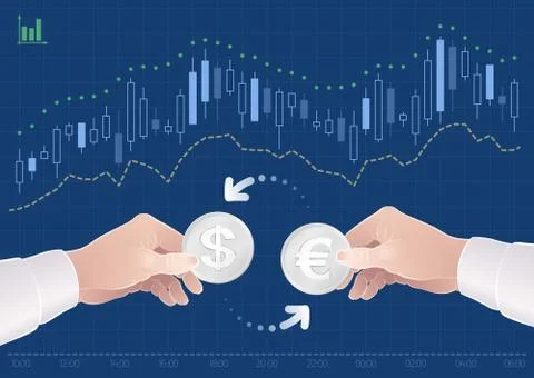 Trading Of Currency Pair Between The Dollar And The Euro On The Forex Market Stock Illustration