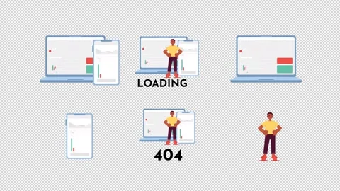 Trading dashboard and investor analytics cartoon animation pack Stock Footage 345570514
