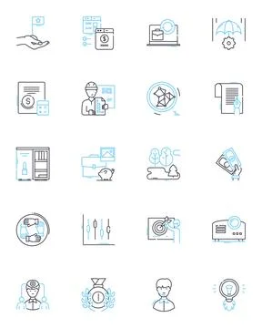 Trading establishment linear icons set. Trading, Stocks, Currencies, Commodity Stock Illustration