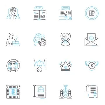 Trading establishment linear icons set. Trading, Stocks, Currencies, Commodity Stock Illustration