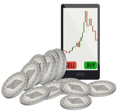 Trading ethereum in a smartphone Stock Illustration