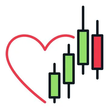 Trading Graph and Heart Combo vector Crypto Trading colored icon or symbol Stock Illustration