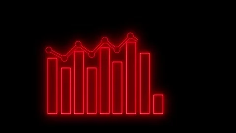 Trading Graph Chart Animation in Neon, Neon Bar and Line Graph on Black Bac.. Video stock 318102352