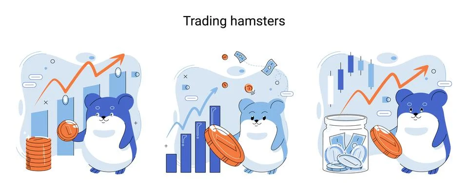 Trading hamster, user who does not understand economics and finance Illustrazione stock