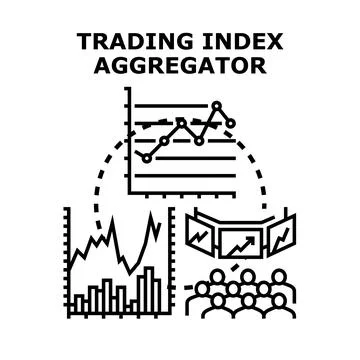 Trading index aggregator analyzing financial market data Stock Illustration