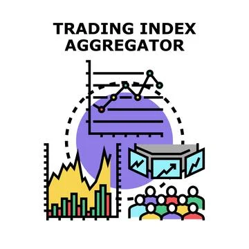 Trading index aggregator analyzing financial market data Stock Illustration