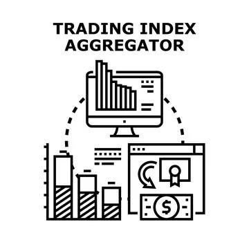 Trading index aggregator analyzing market data Stock Illustration