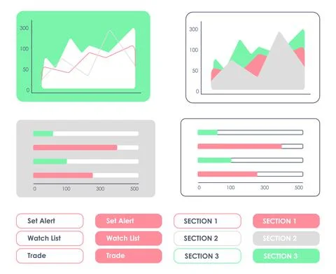 Trading infographics UI elements kit Illustrazione stock