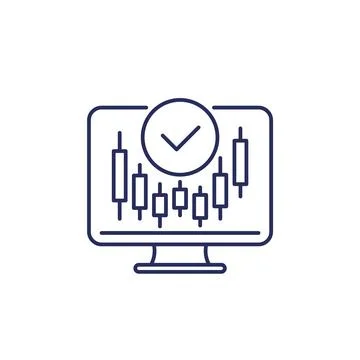 Trading line icon with candlestick chart Stock Illustration