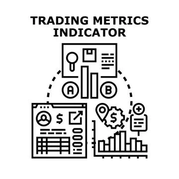 Trading metrics indicator analyzing financial data strategy Stock Illustration