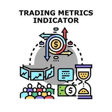 Trading metrics indicator analyzing financial market data Stock Illustration