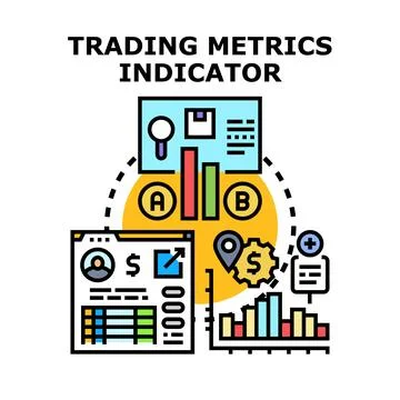 Trading metrics indicator analyzing financial data strategy イラスト素材