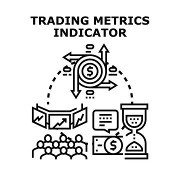 Trading metrics indicator analyzing financial market data Stock Illustration