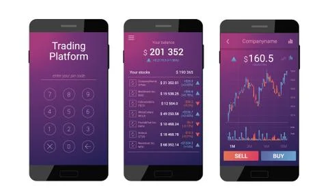 Trading mobile interface Stock Illustration