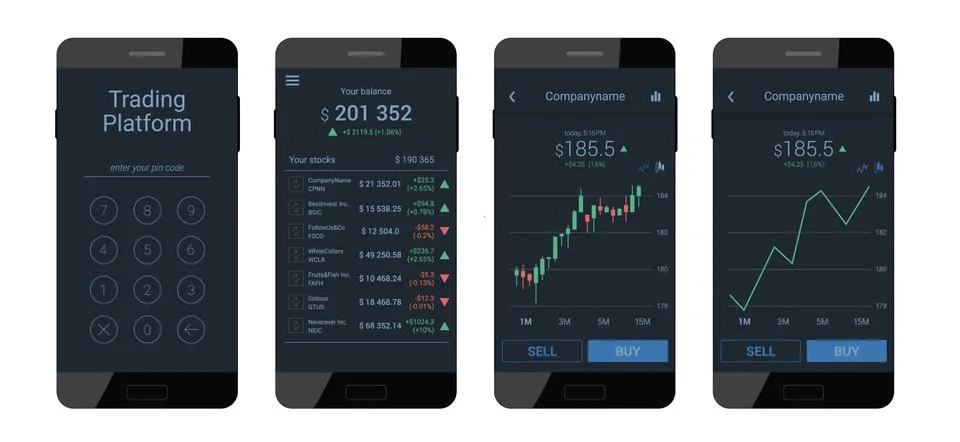 Trading mobile interface Stock Illustration