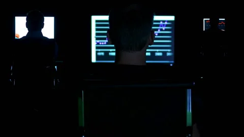 Trading Office At Night Video stock 210543552