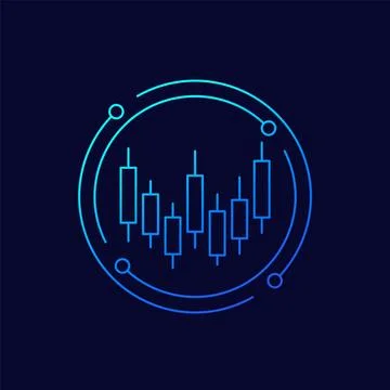 Trading or candlestick chart icon, linear design イラスト素材